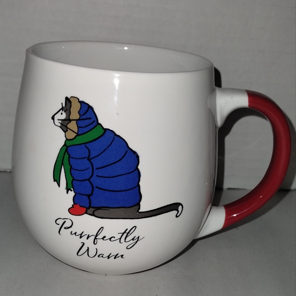Cozy Cat Mug with Red Handle